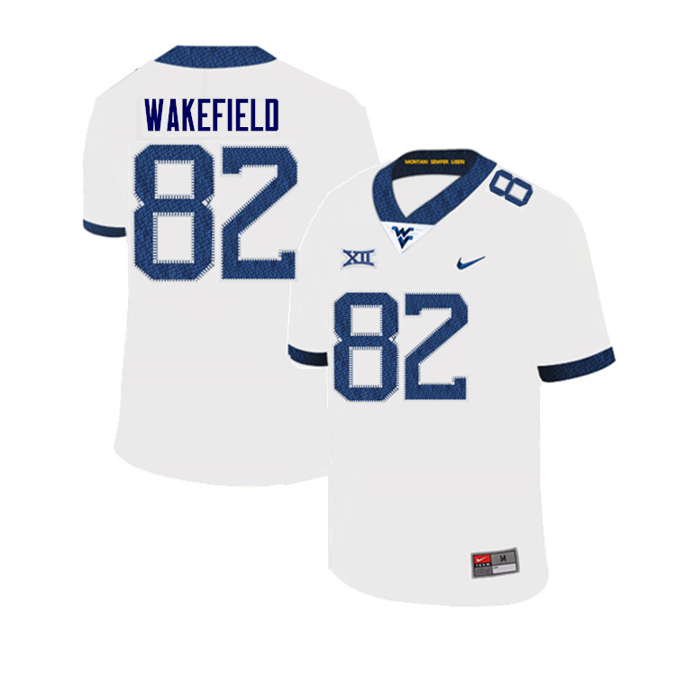Men #82 Keion Wakefield West Virginia Mountaineers College Football Jerseys Sale-White